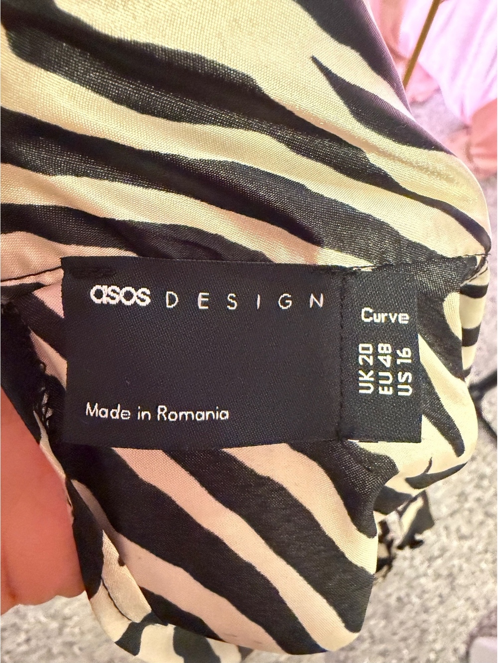 ASOS DESIGN Curve Zebra Print Long Sleeve Dress UK 20 EU 48 US 16 - Picture 3 of 3